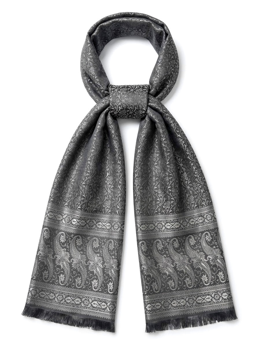 Silk Jacquard Stole with Paisley Details