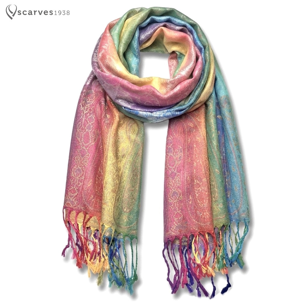 Paisley Colorful Reversible Pashmina Scarf For Tribal