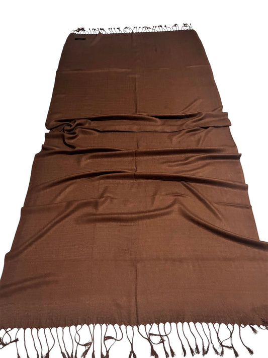 Coffee Brown Raw Silk Scarf | Casual Handmade Shawl