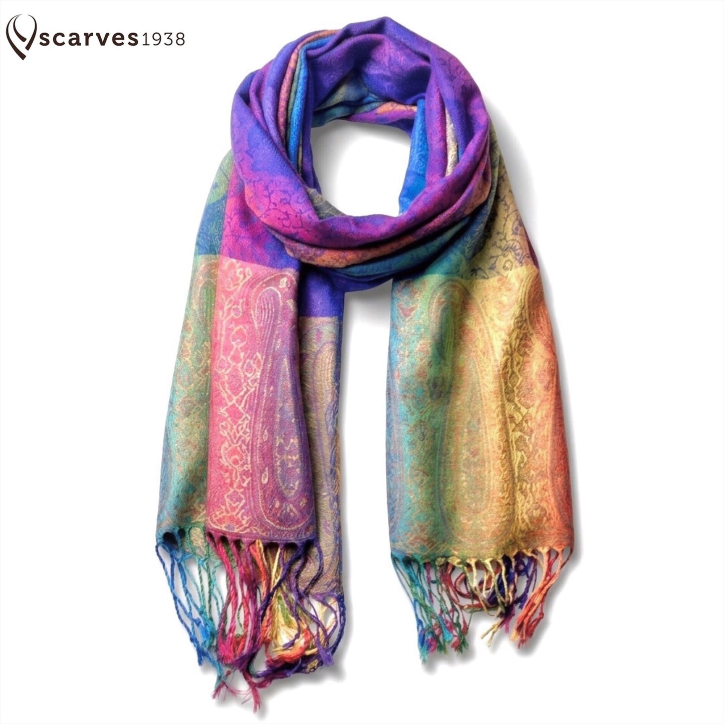 Pashmina Scarf Colorful Rainbow Wrap