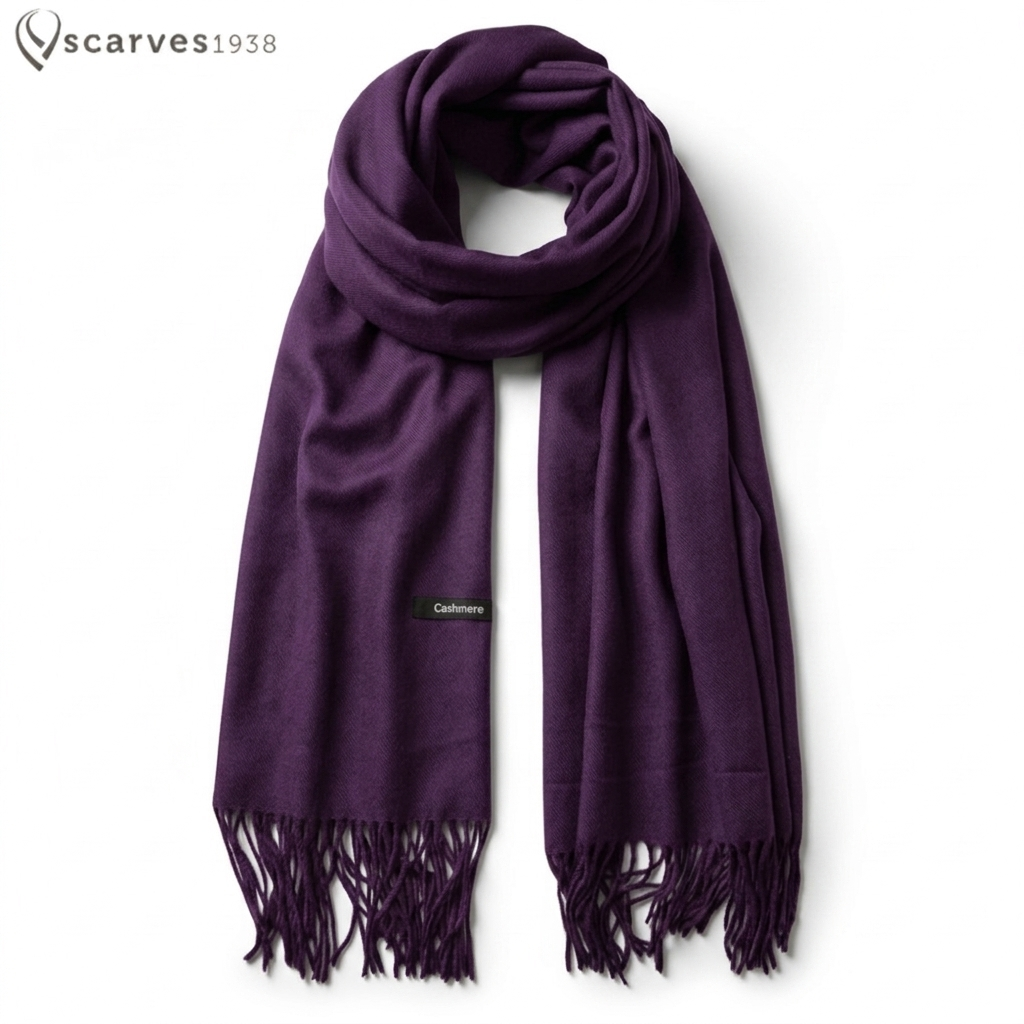 Purple Cashmere Scarf - Casual Wool Stole - Soft Winter Scarves