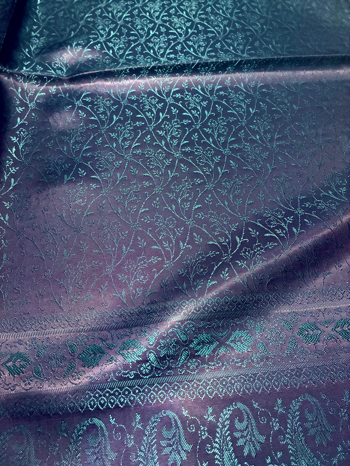 Purple Silk Scarf - Paisley Shawl - Handmade Bridal Stole