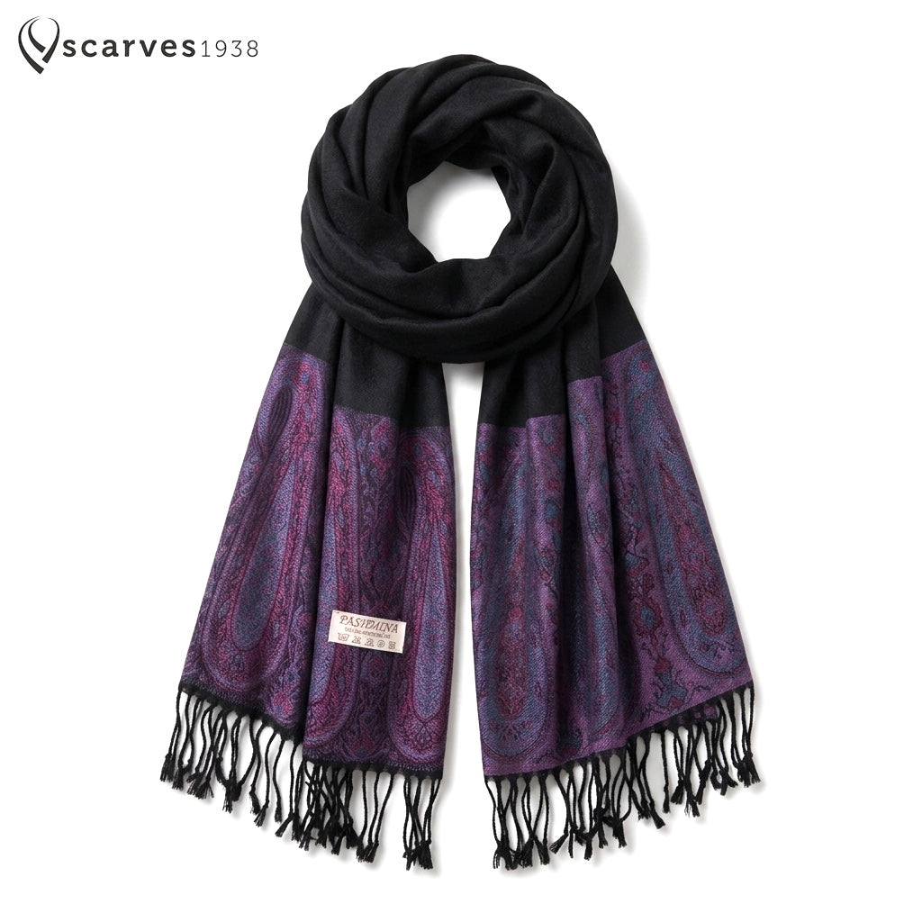Black Pashmina Scarf Paisley God Eyes Turban