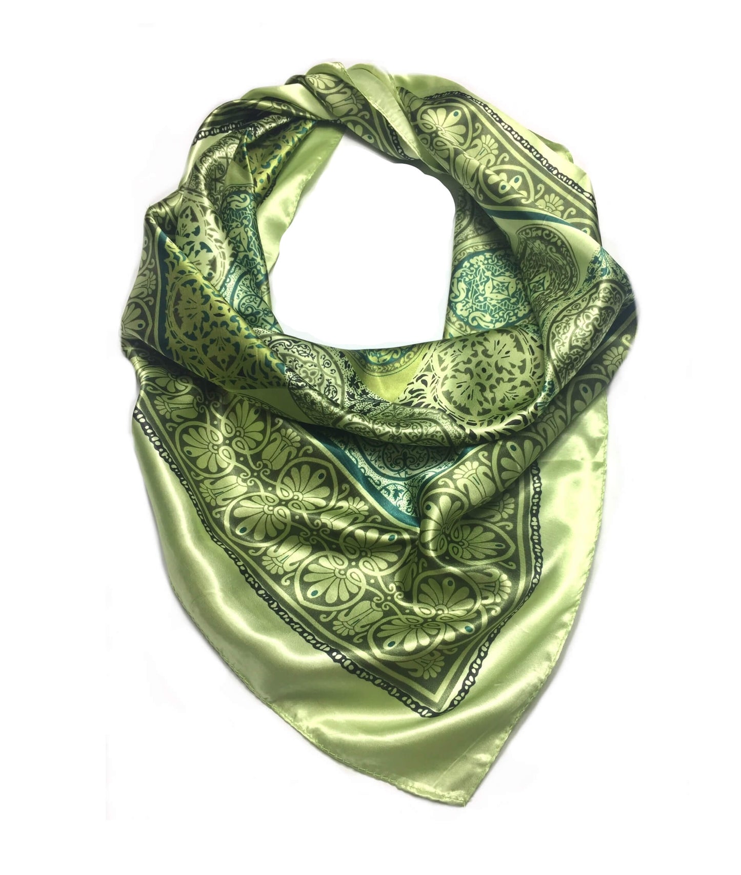 Green Satin Square Scarf | Scarves1938