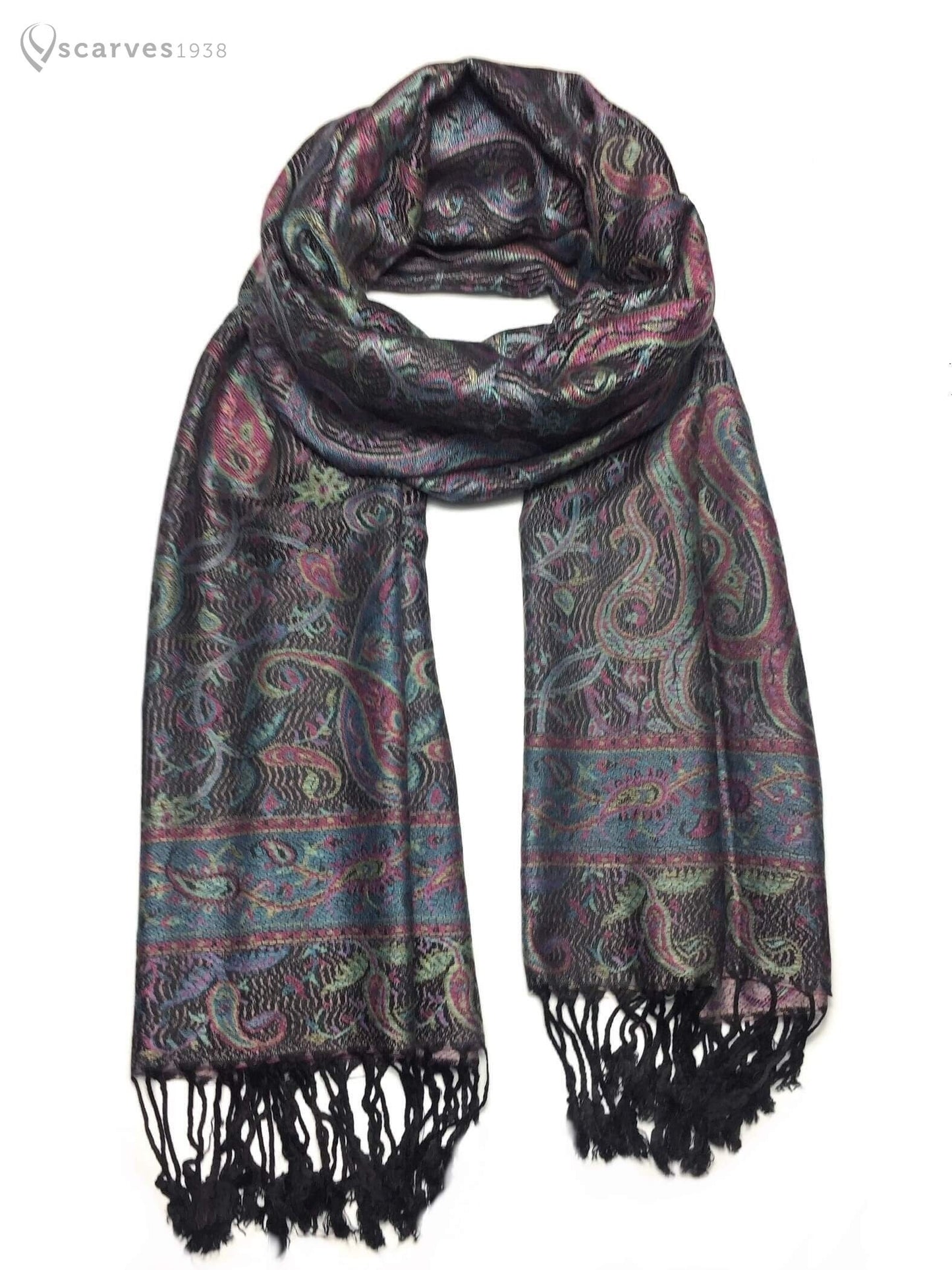 Pashmina Scarf Paisley Black Cashmere Wrap