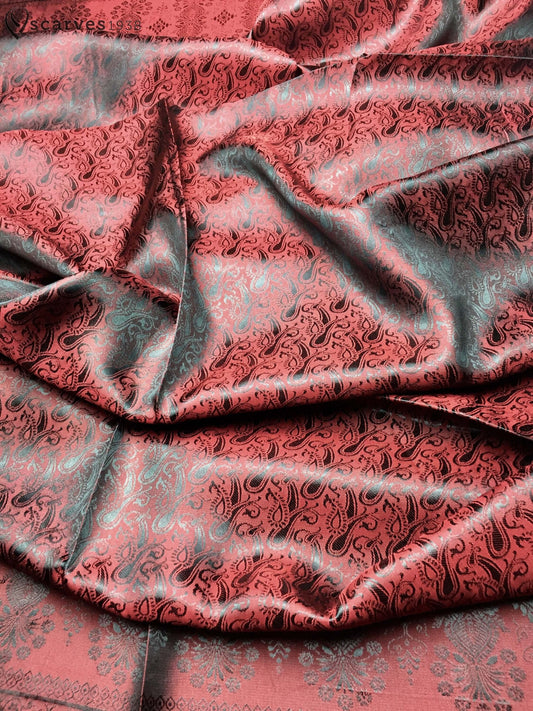 Red Paisley Silk Scarf - Gift For Her - Elegant Bridal Shawl - Bridesmaid Gift Accessory