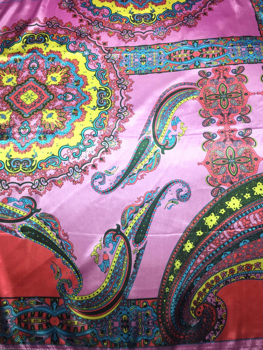Pink Satin Scarf Square Wrap Silky Bandana