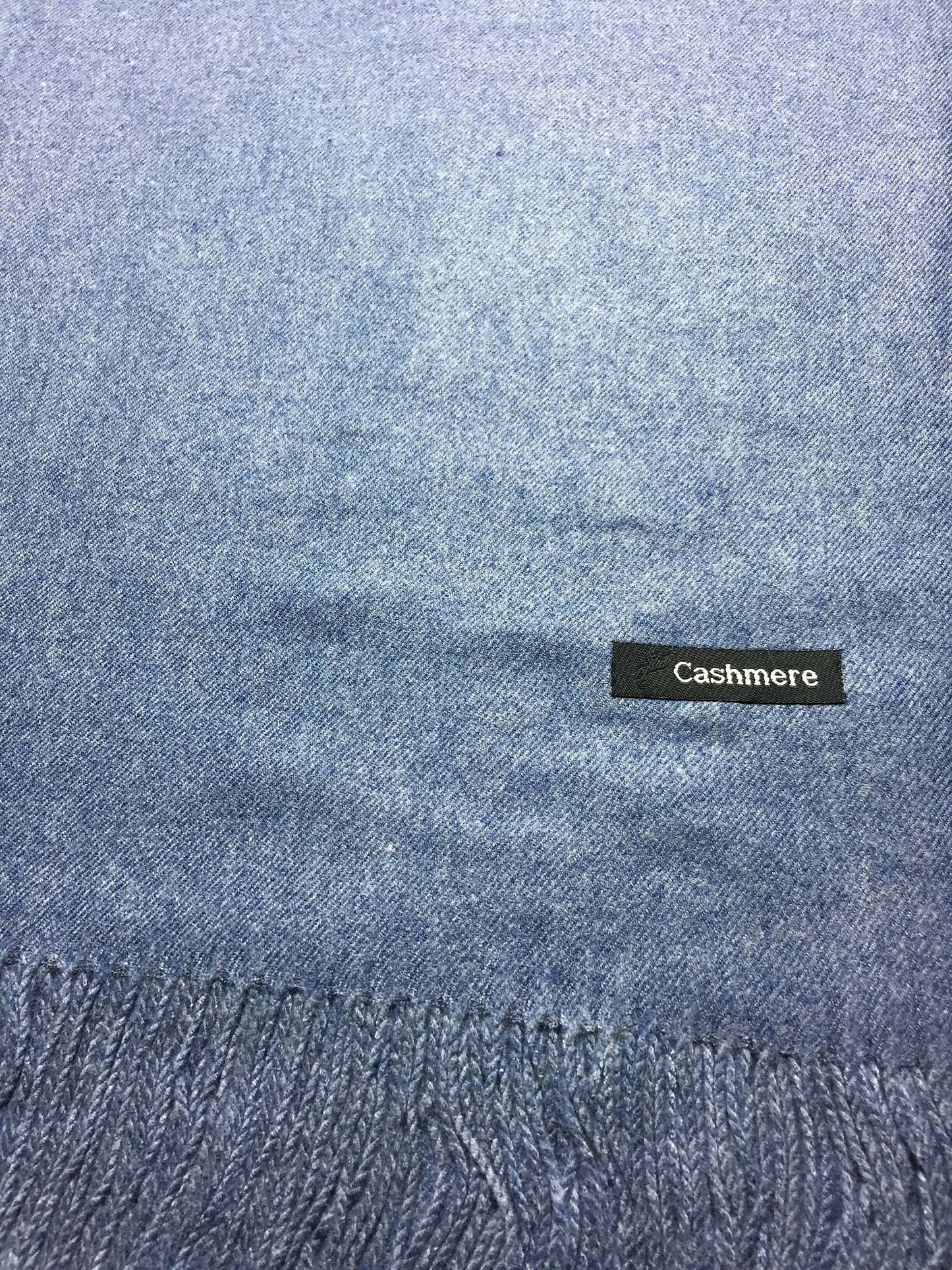 Denim Blue Cashmere Scarf - Virgin Wool Scarf - Elegant Winter Knitwear Wrap