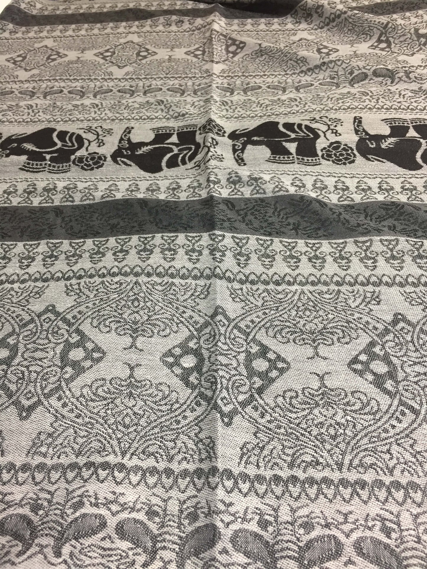 Gray Pashmina Scarf - Elephant Wraps Tribal Shawl - Gift Idea
