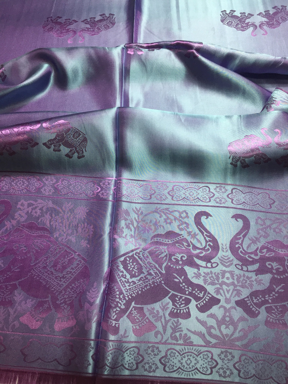 Purple Silk Scarf - Elephant Lover Shawls - Unique gift for her