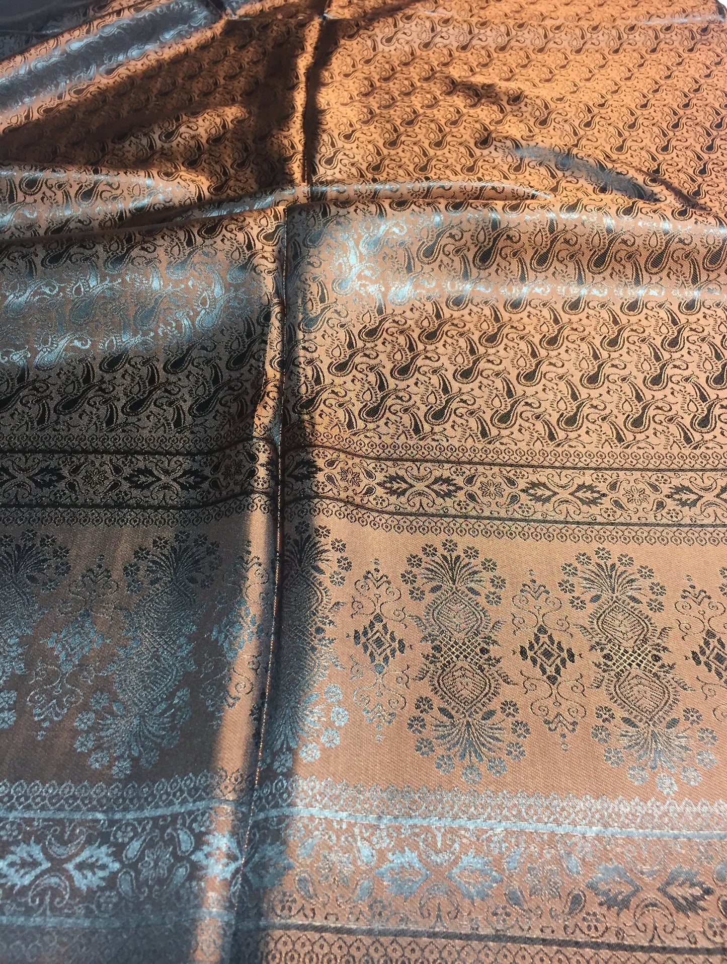 Copper Silk Scarf For Her Reversible Paisley