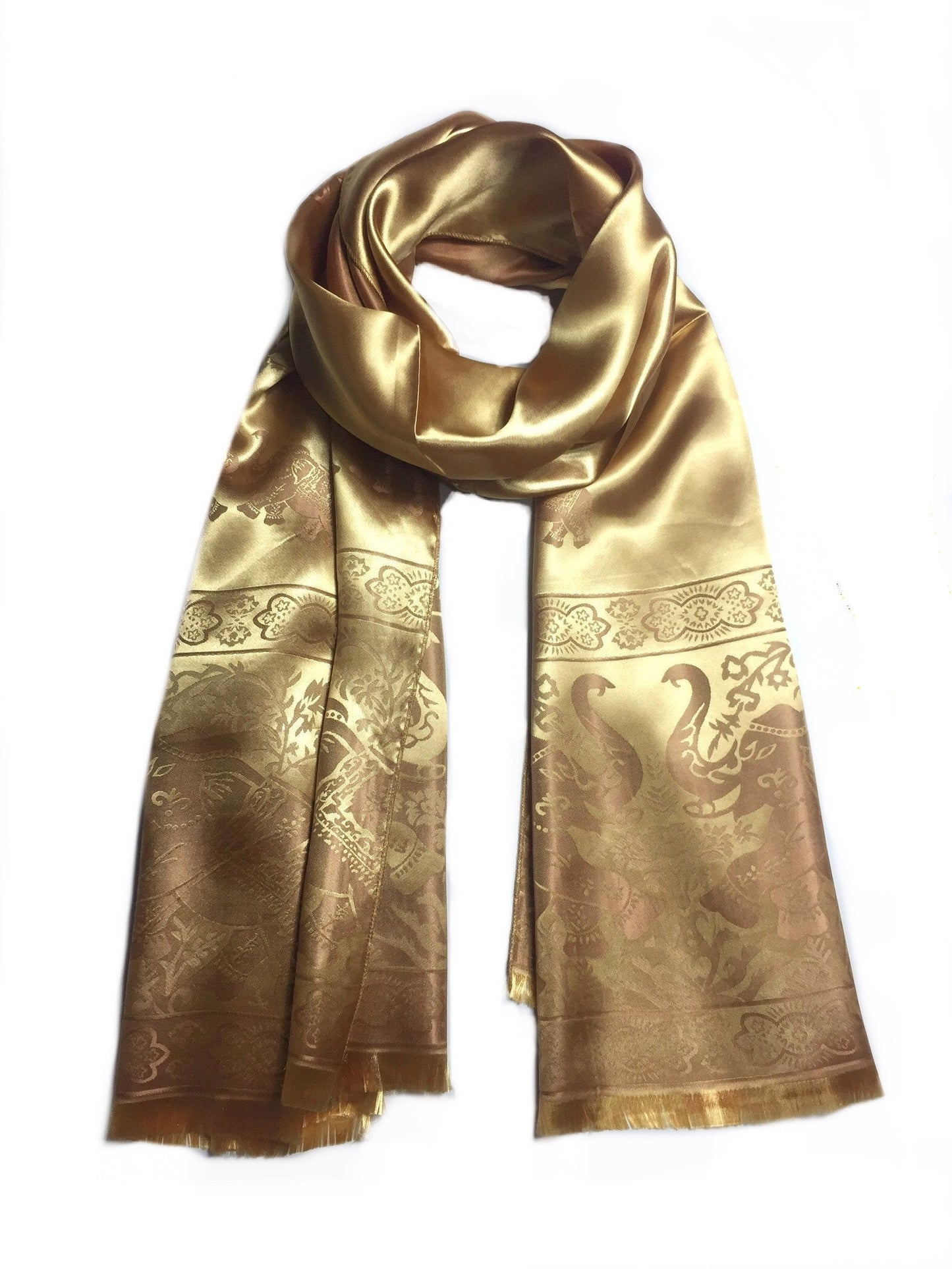 Dark Golden Silk Scarf For Her &