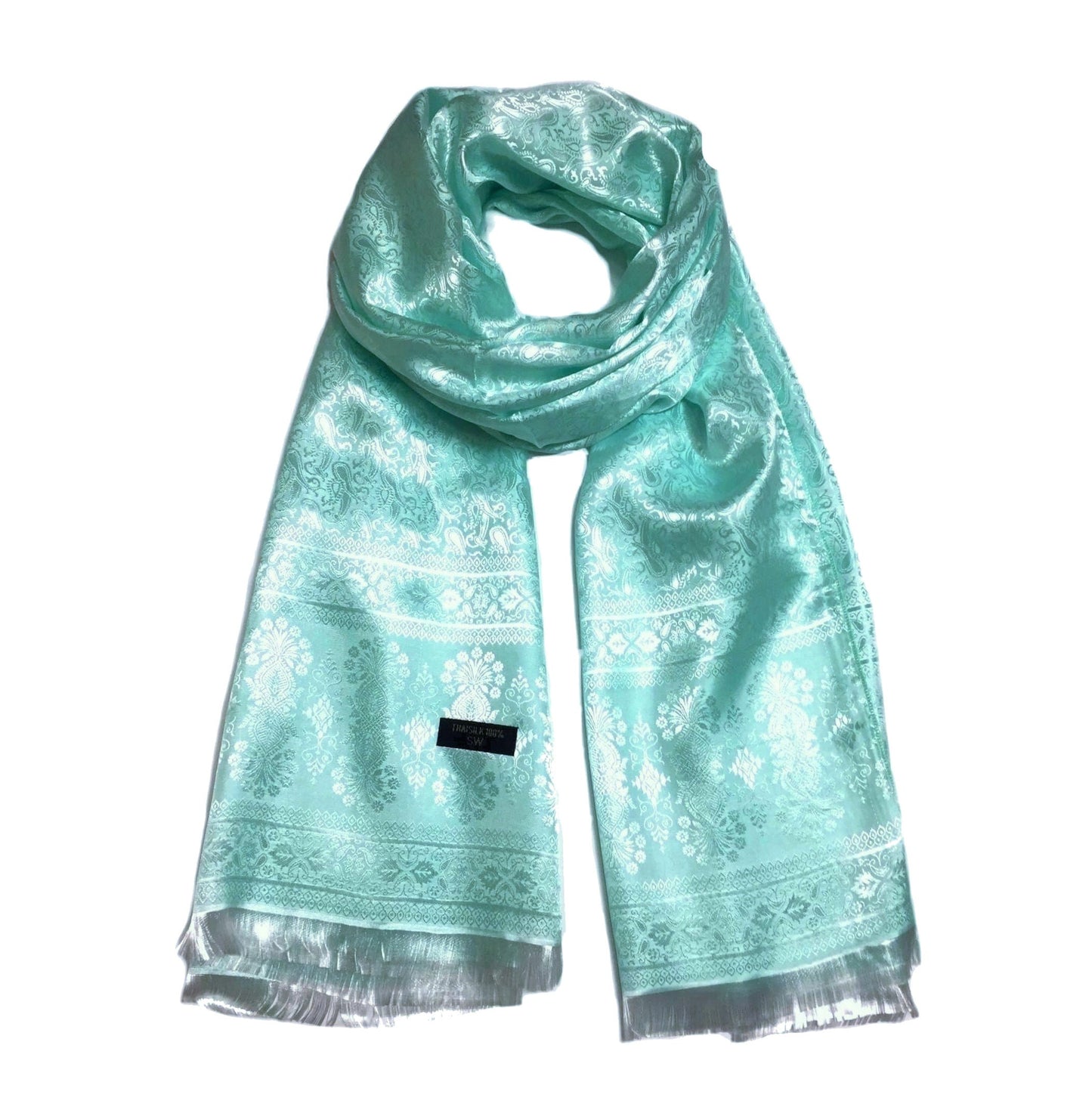 Silk Scarf Paisley Aquamarine Gypsy