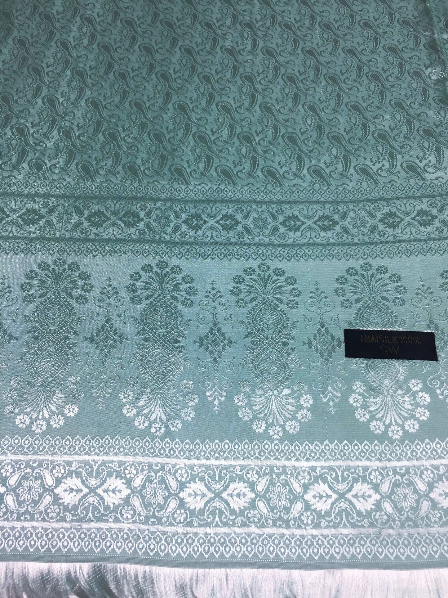 Silk Scarf Paisley Aquamarine Gypsy