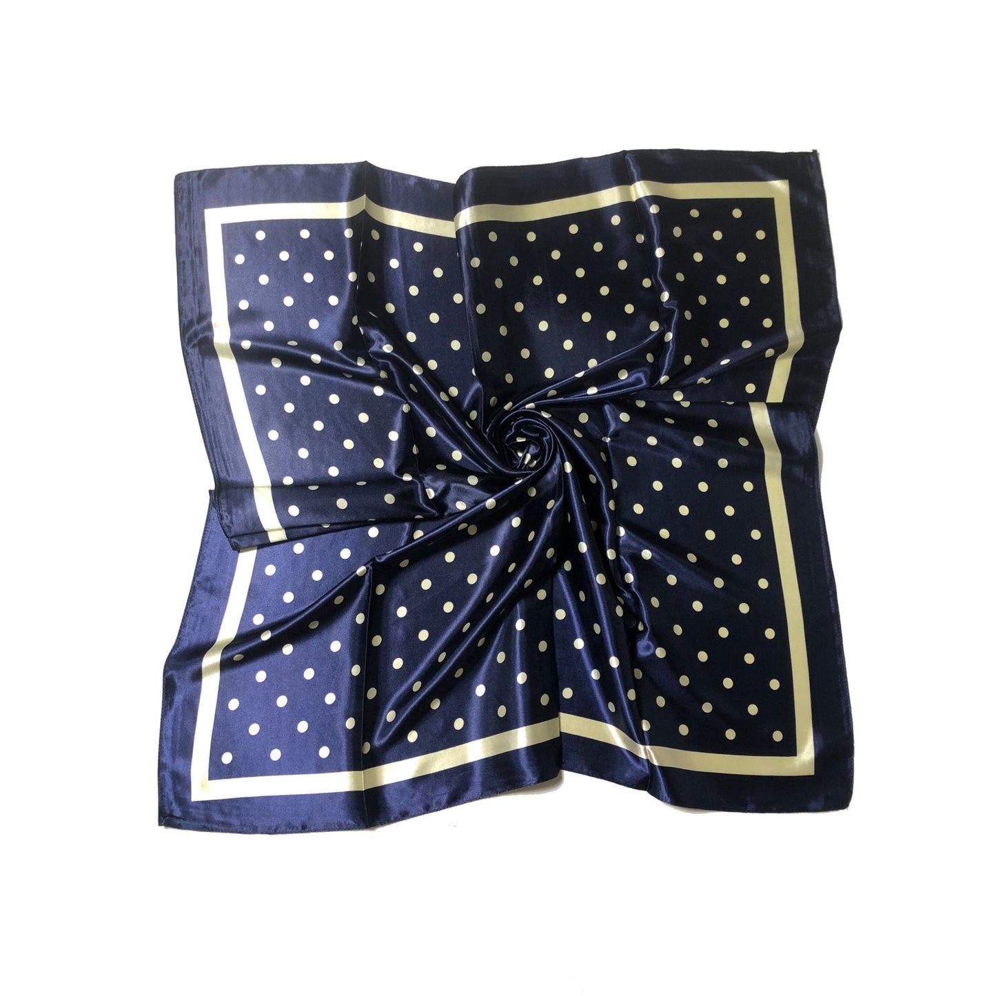 Blue Polka Dot Satin Square scarf