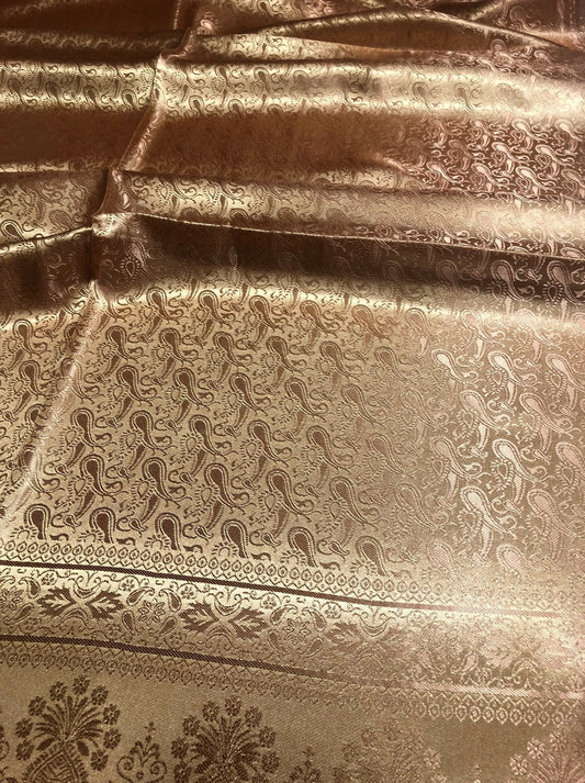 Dark Gold Silk Scarf | Gift For Her | Paisley Wedding Shawl