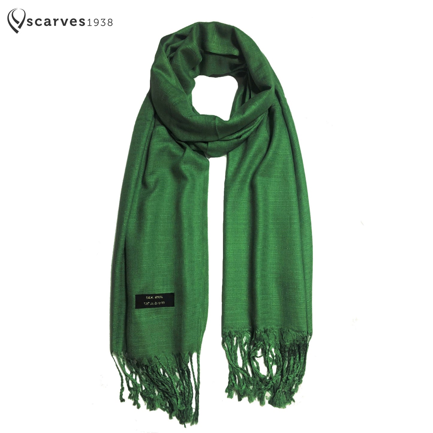 Natural Green Raw Silk Scarf For Her