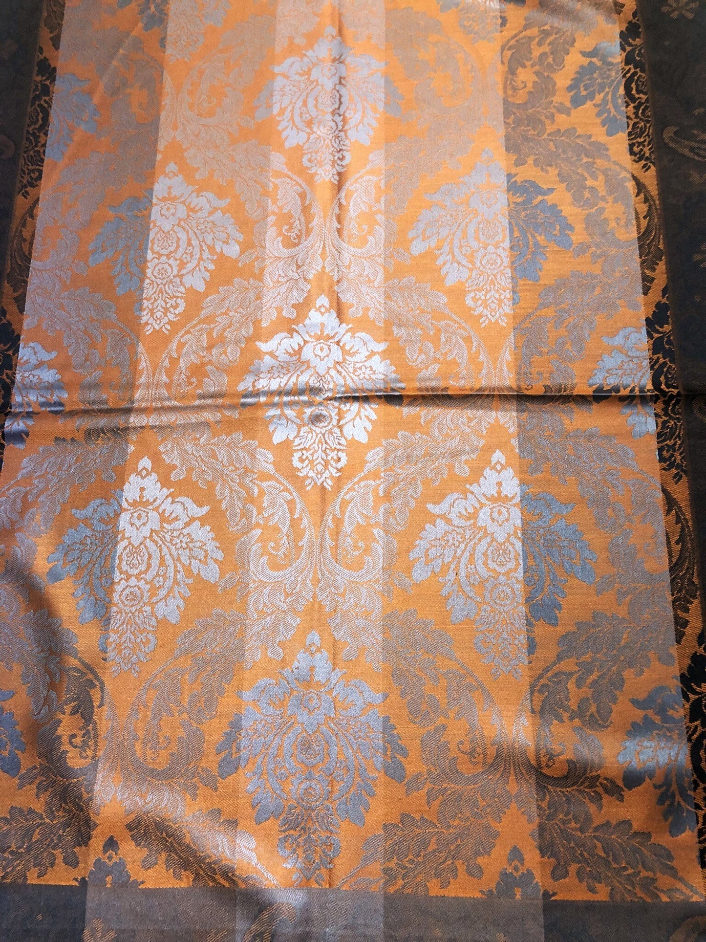 Orange And Gray Cashmere Scarf Hair Wrap