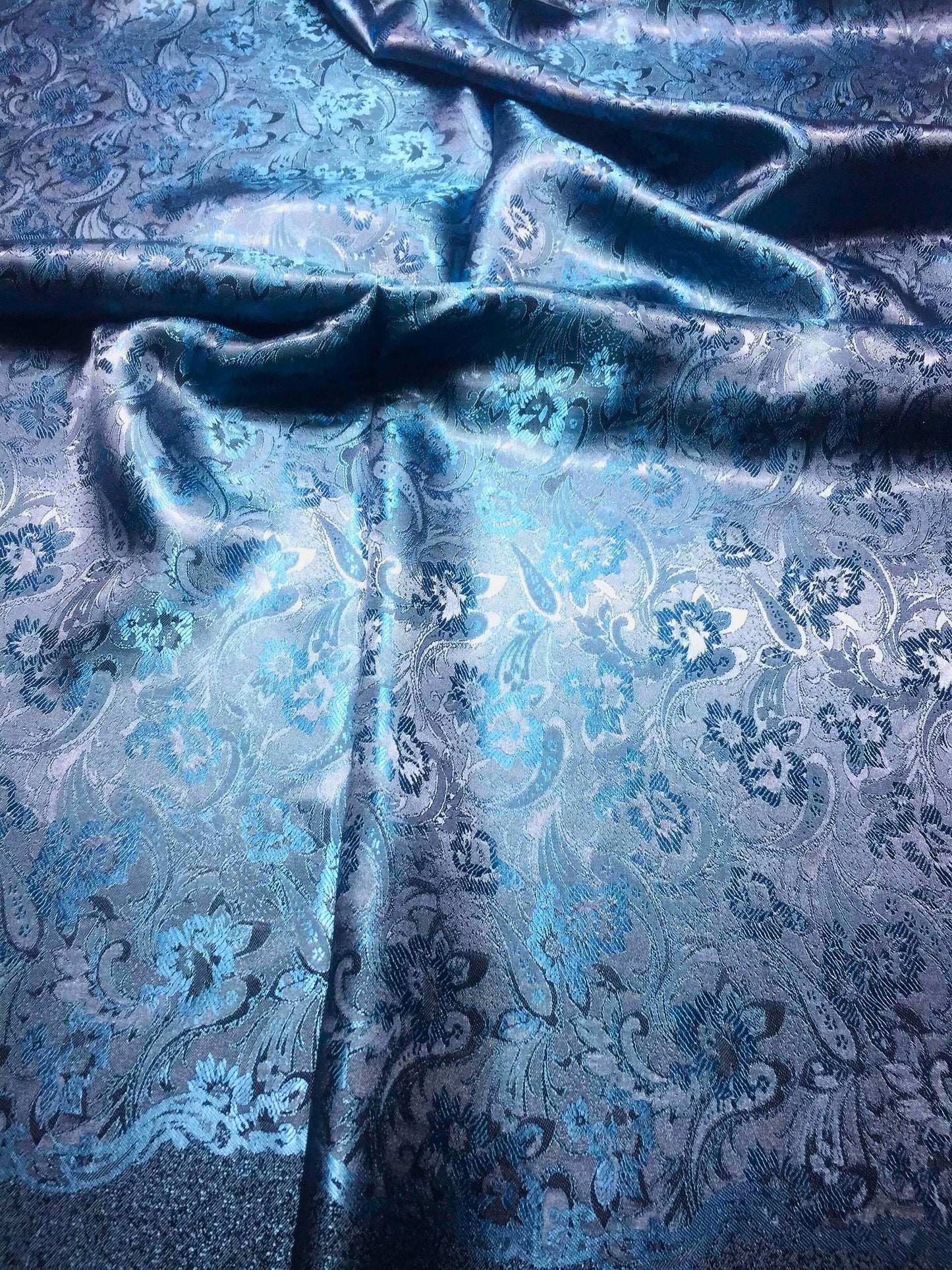 Electric Blue Silk Flower Scarf For Her