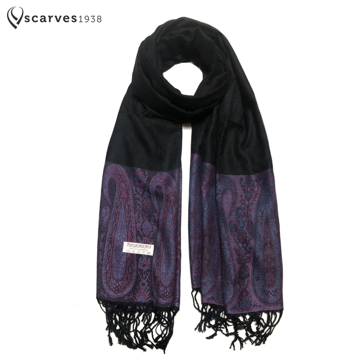 Black Pashmina Scarf Paisley God Eyes Turban