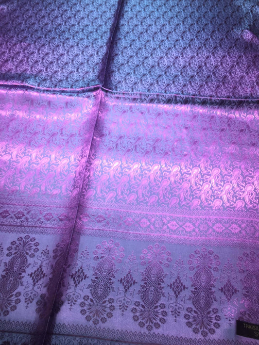 Purple Paisley Silk Scarf - Paisley Print Shawl - Handmade Bridal Stole