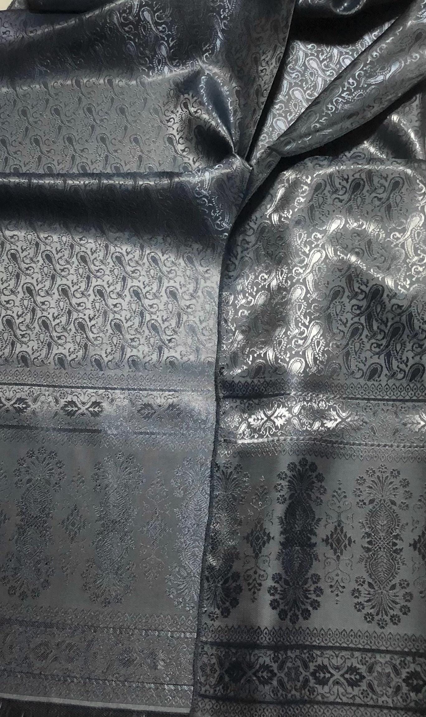 Gray Shiny Silk Scarf For Her Reversible