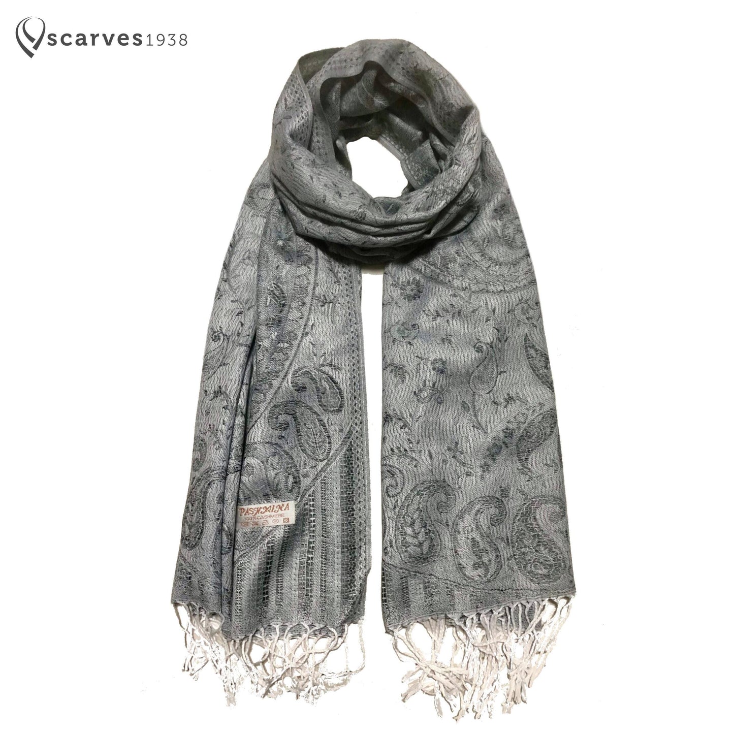 Gray Pashmina Scarf Paisley For Her