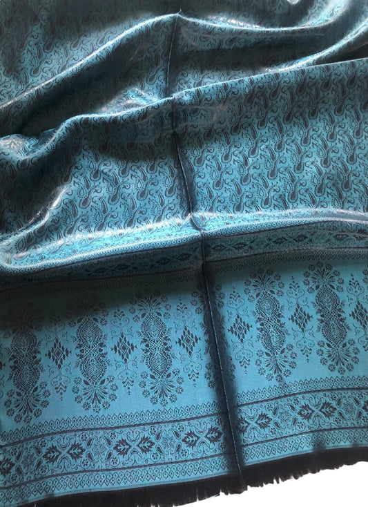 Blue And Black Silk Scarf For Her