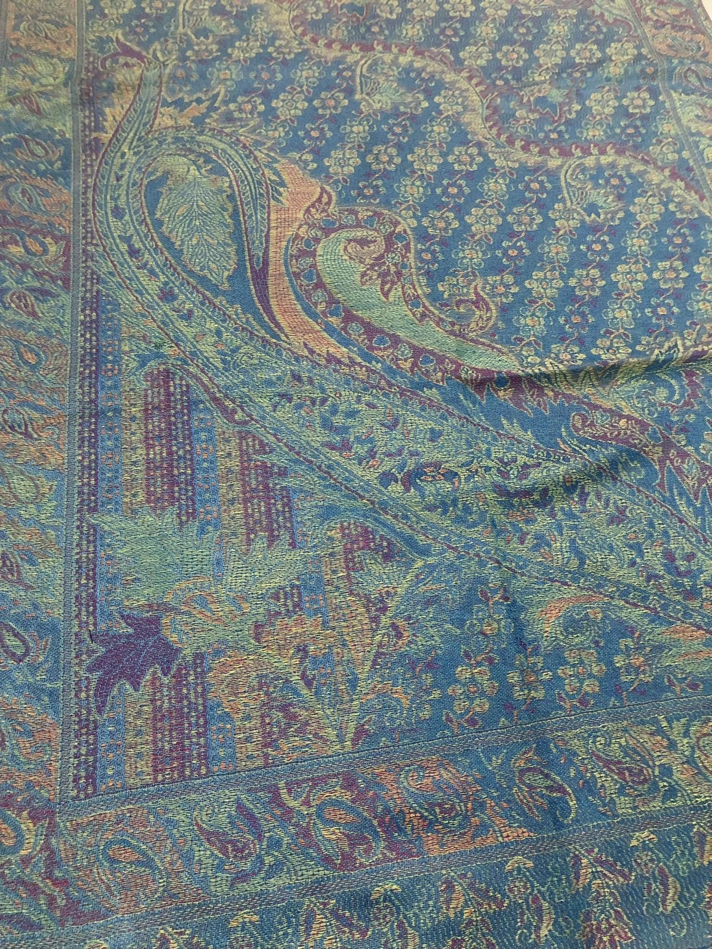 Green And Blue Pashmina Scarf Nature Wedding