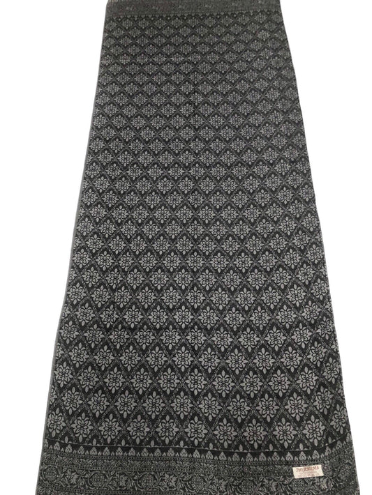 Black Gray Polyester Scarf Casual Wraps And