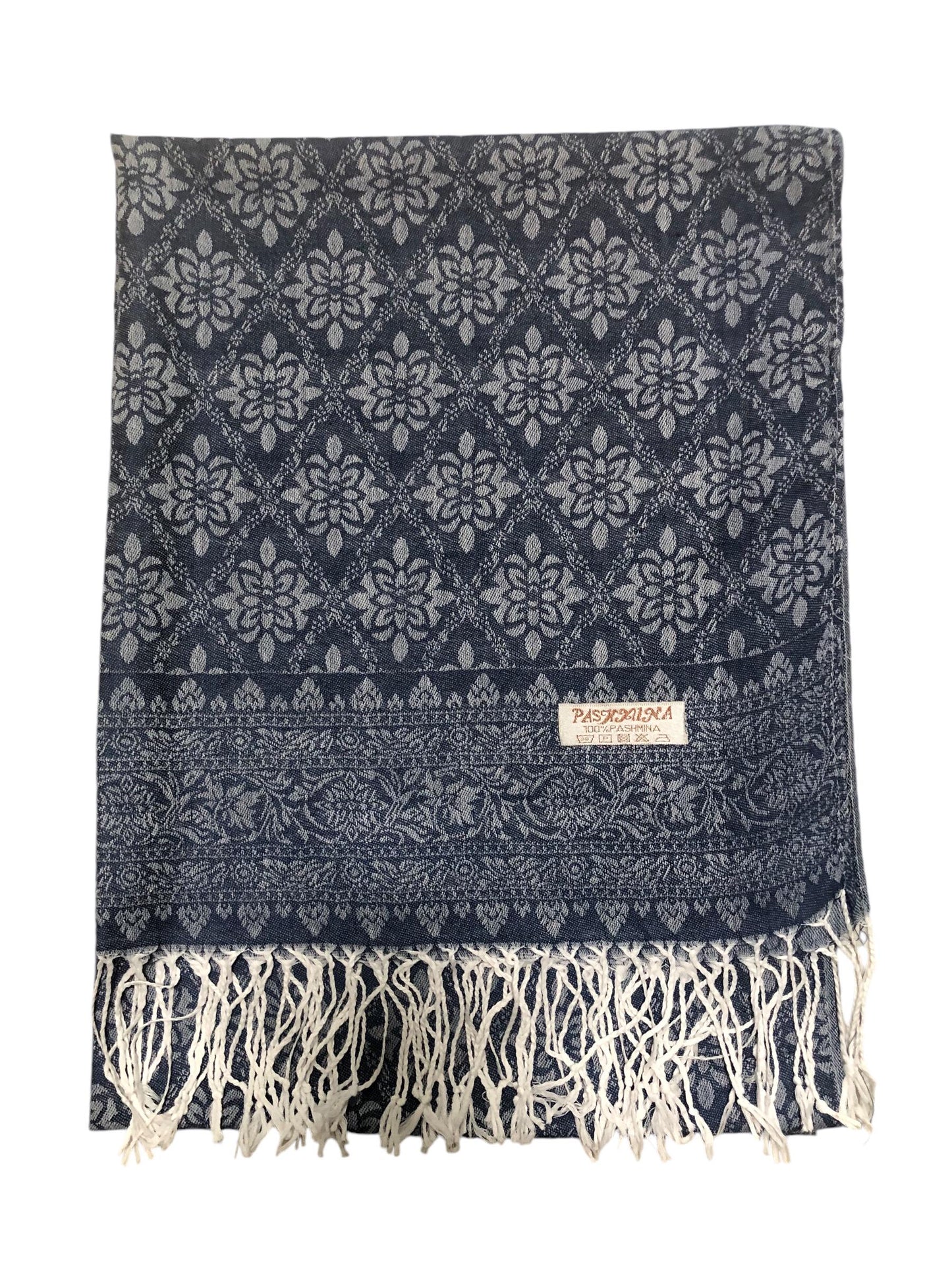 Blue Gray Polyester Scarf Casual Wraps Turban