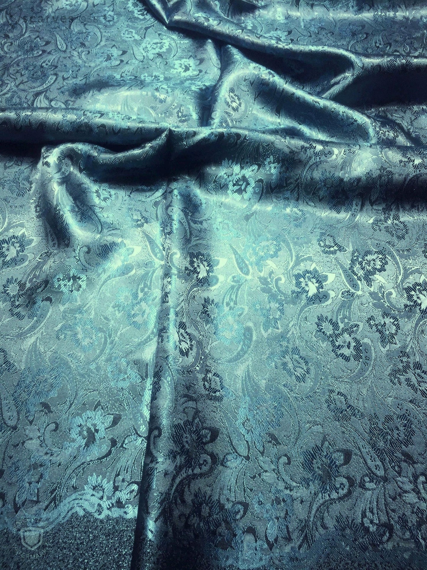 Blue Green Silk Flower Scarf For Her