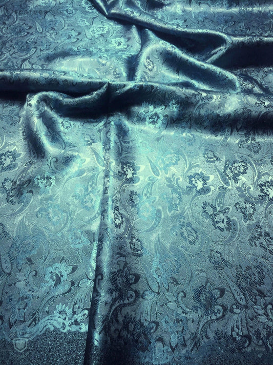 Blue Green Silk Flower Scarf For Her