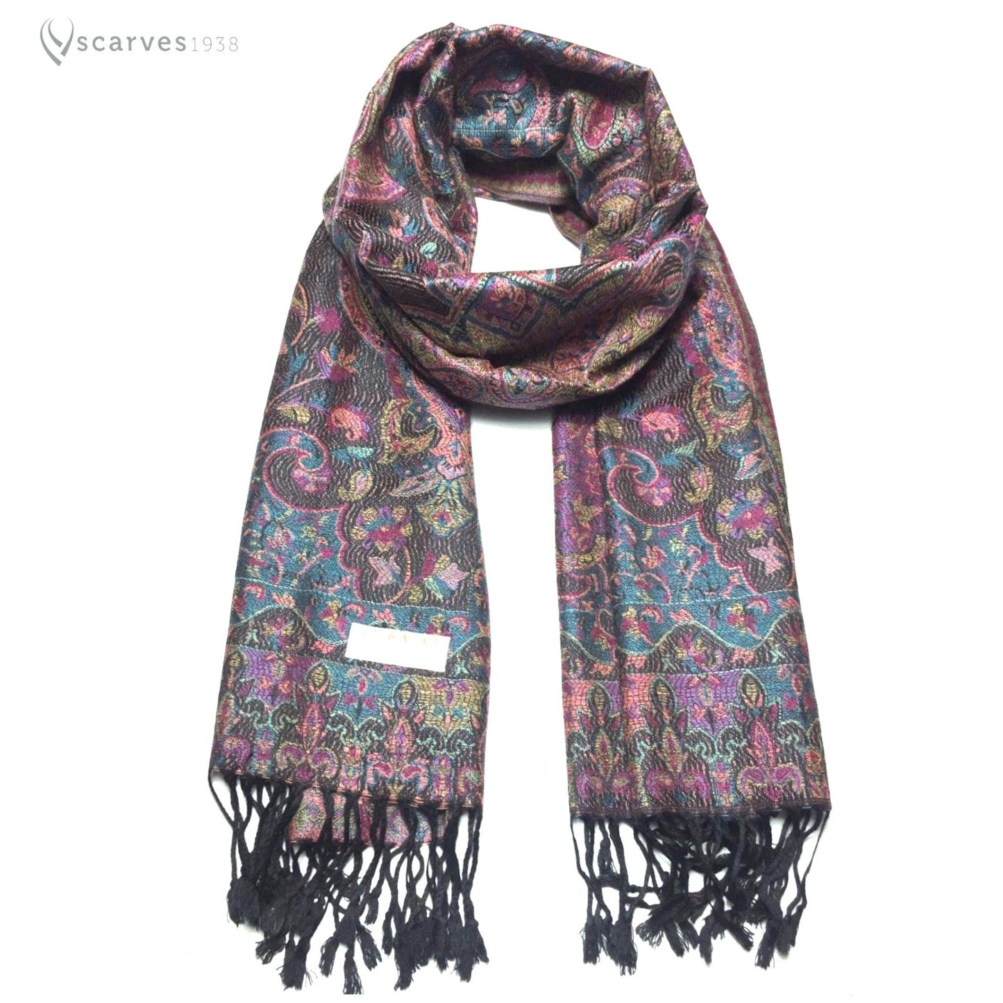 Pashmina Scarf Flowers Purple Design Turban