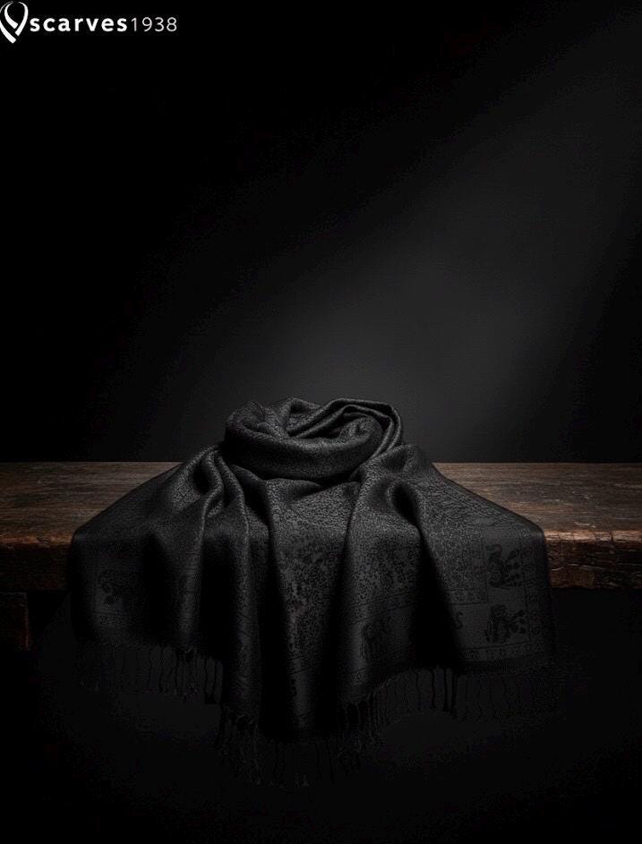 Pashmina Elephant Scarf Black Head Wraps Tribal