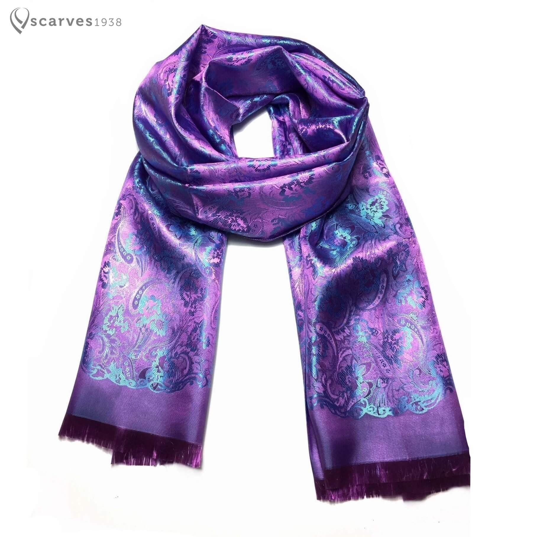 CR Purple and Pink Paisley Silk Scarf