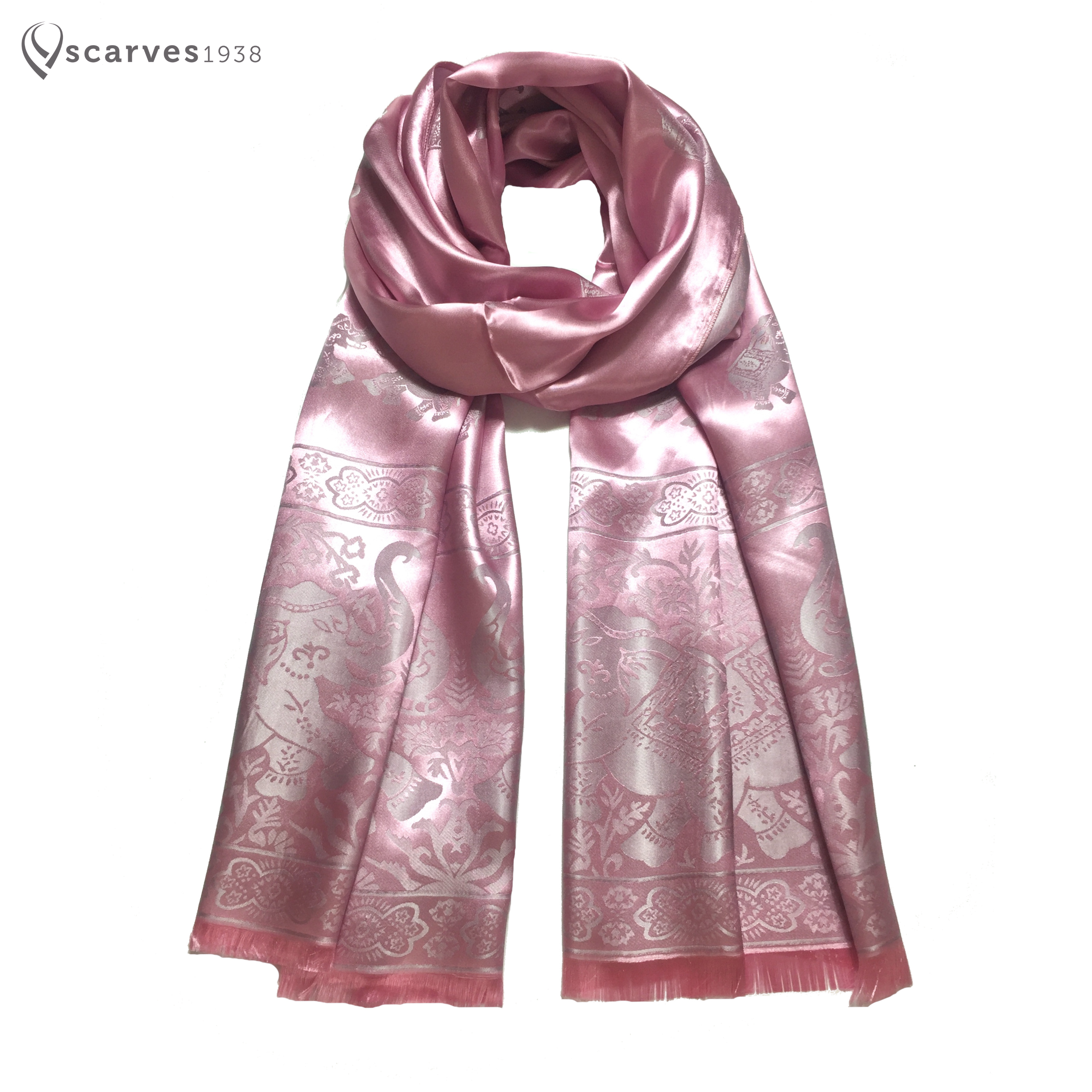 Womens Pink Silk Scarfs