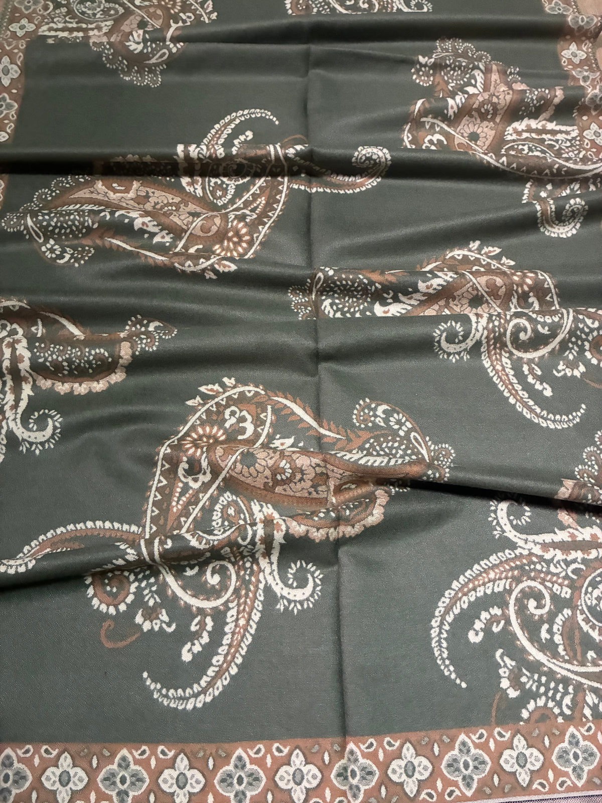 Classic Olive Green Cashmere Scarf | Heavy Winter Shawl