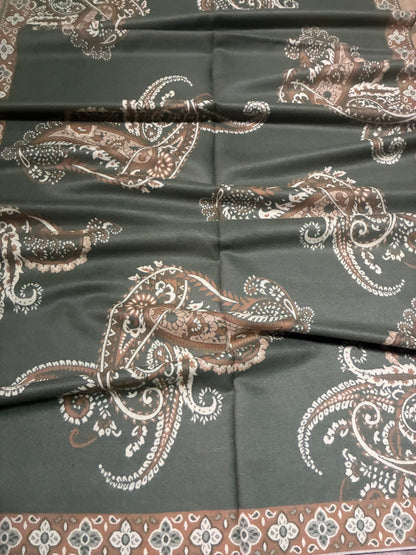 Classic Olive Green Cashmere Scarf | Heavy Winter Shawl