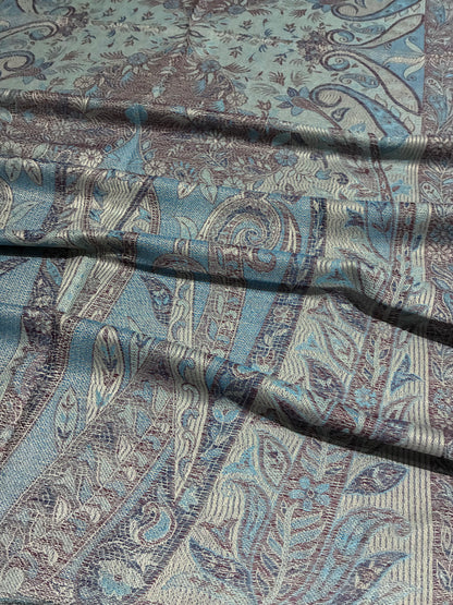 Reversibile Classic Paisley Light Blue & Brown Pashmina Wrap