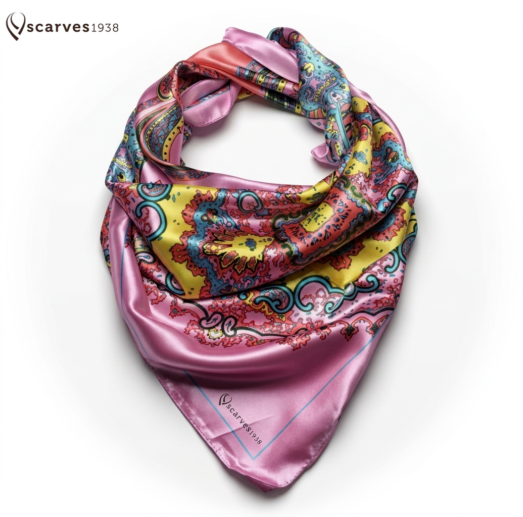 Pink Satin Scarf Square Wrap Silky Bandana