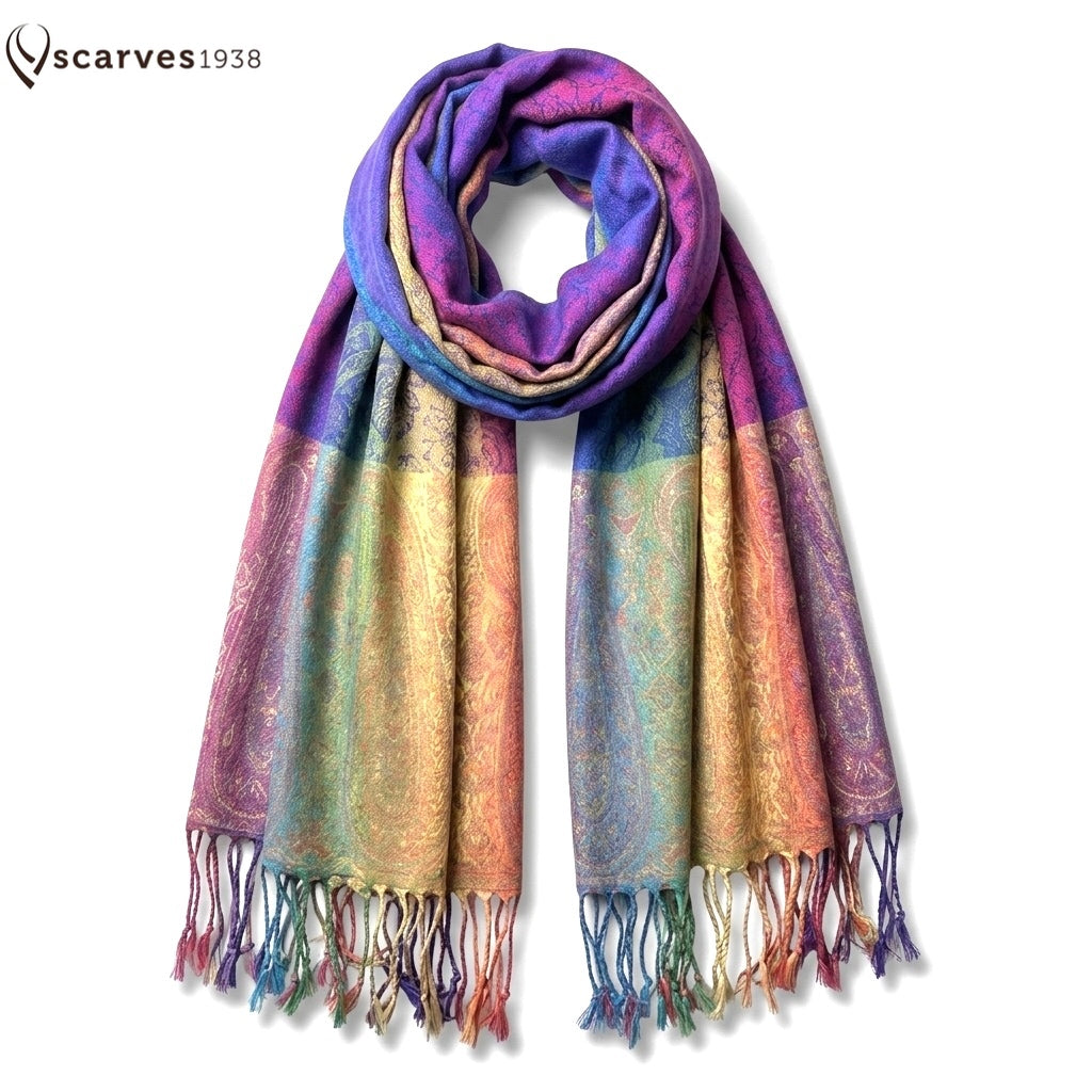 Pashmina Scarf Colorful Rainbow Wrap
