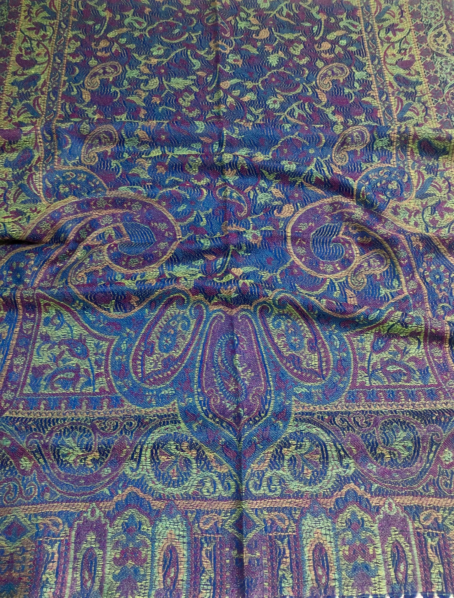 Elegant Reversible Paisley Jacquard Pashmina Stole - Blue & Purple⁠