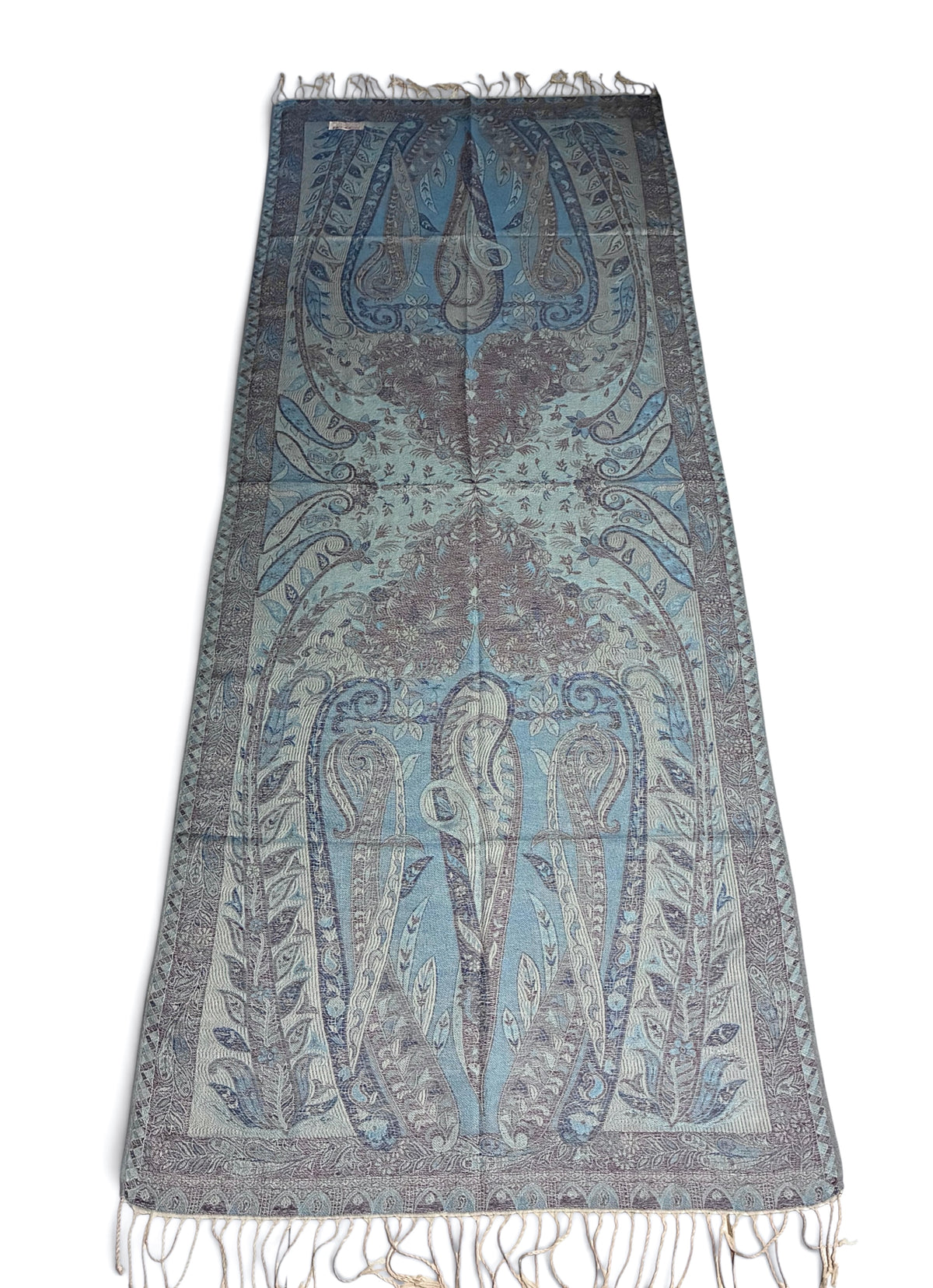 Reversibile Classic Paisley Light Blue & Brown Pashmina Wrap
