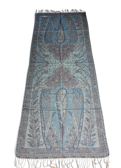 Reversibile Classic Paisley Light Blue & Brown Pashmina Wrap
