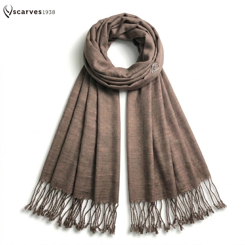 Natural Brown Raw Silk Scarf For Her