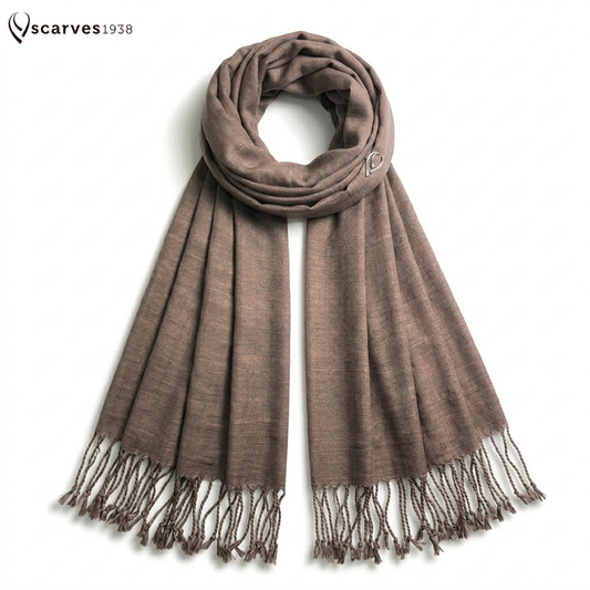 Natural Brown Raw Silk Scarf For Her