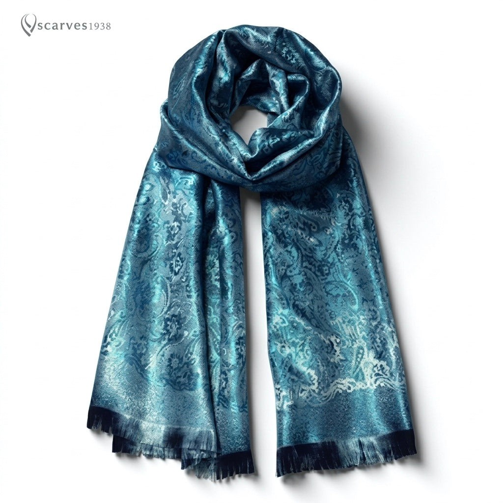 Electric Blue Silk Flower Scarf For Her