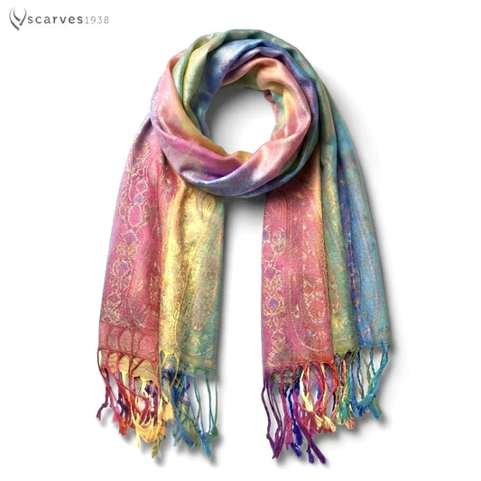 Paisley Colorful Reversible Pashmina Scarf For Tribal