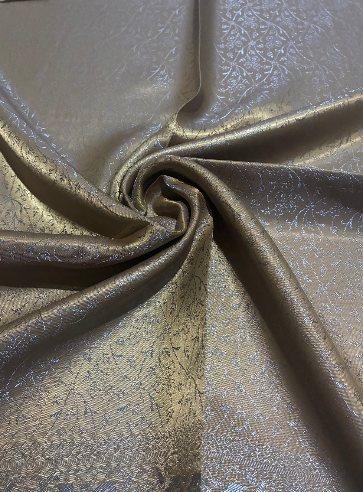 Metallic Gold Silk Scarf | Shimmering Paisley Shawl | Boho Festival Wrap